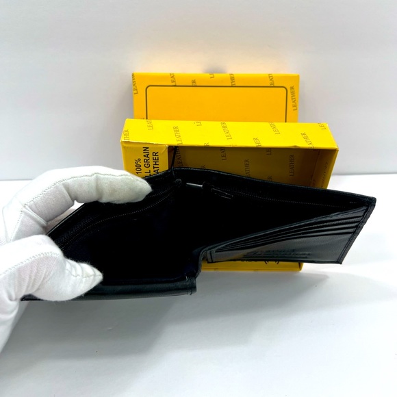 ⭐️STONE MOUNTAIN💯MENS BLACK LEATHER WALLET W/RFID PROTECTION, INTERIOR ZIPPER - Picture 9 of 16